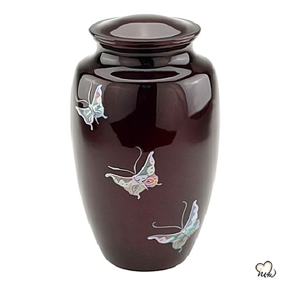 Butterfly Mother of Pearl Cremation Urn, Hand Painted Cremation Urn - Memorials4u
