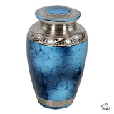 Classic Iris Urn for Ashes - Classic Iris Cremation Urn for Human & Adult Ashes in Blue & Silver - Memorials4u