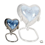 Classic Iris Heart Keepsake for Ashes - Classic Iris Heart Keepsake Urn for Human & Adult Ashes in Blue & Silver - Memorials4u