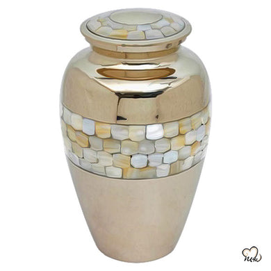 Classic Mother of Pearl Brass Urn, Brass Urns - Memorials4u