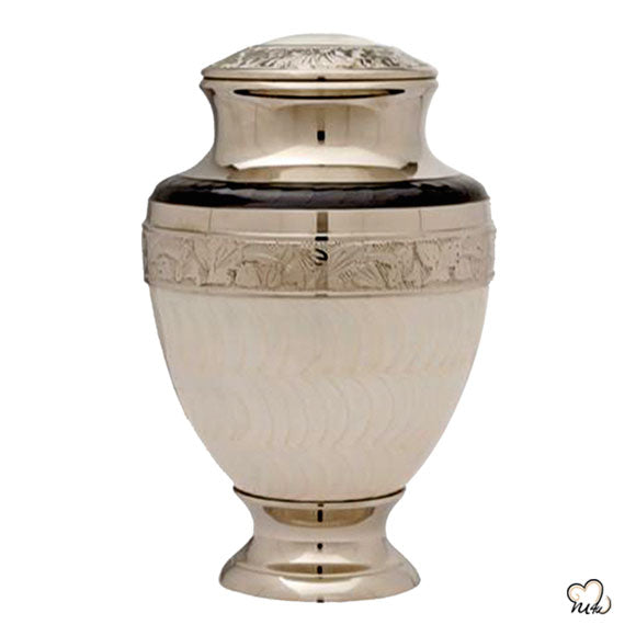 Classic White Pearl Cremation Urn, Funeral Urns - Memorials4u
