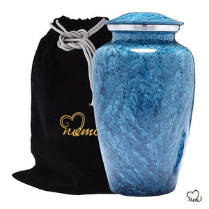 Coral Alloy Cremation Urn - Blue and Silver, Alloy Urns - Memorials4u