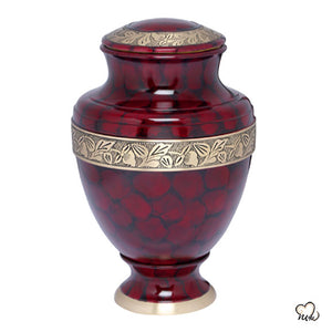 Crimson Marble Brass Cremation Urn, Classic Urn - Memorials4u