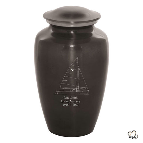 Custom Engraved Sail Boat Cremation Urn, Sports Urn - Memorials4u