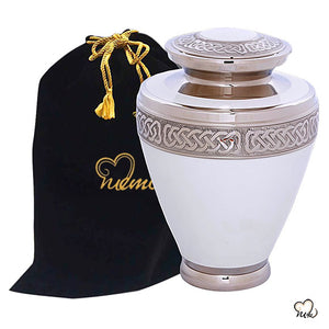 Elegant White Cremation Urn, cremation urns - Memorials4u