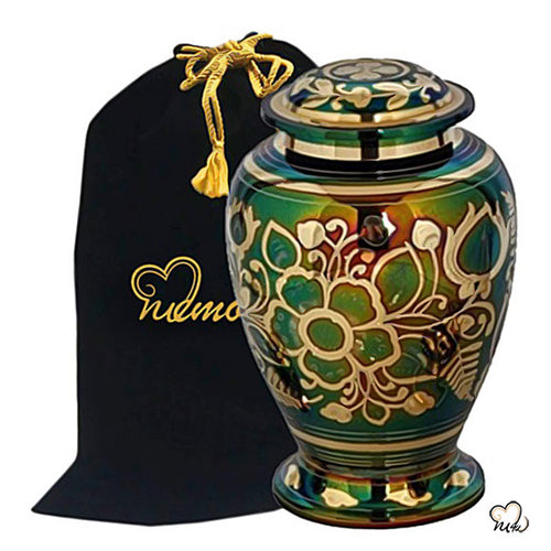 Floral Emerald Cremation Urn, cremation urns - Memorials4u
