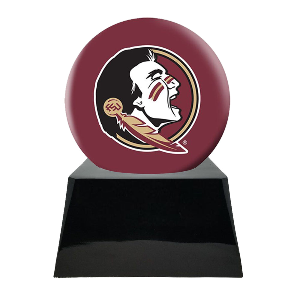 Football Cremation Urns For Human Ashes - Football Team Cremation Urn and Florida State University Seminoles Ball Decor with Custom Metal Plaque - Memorials4u