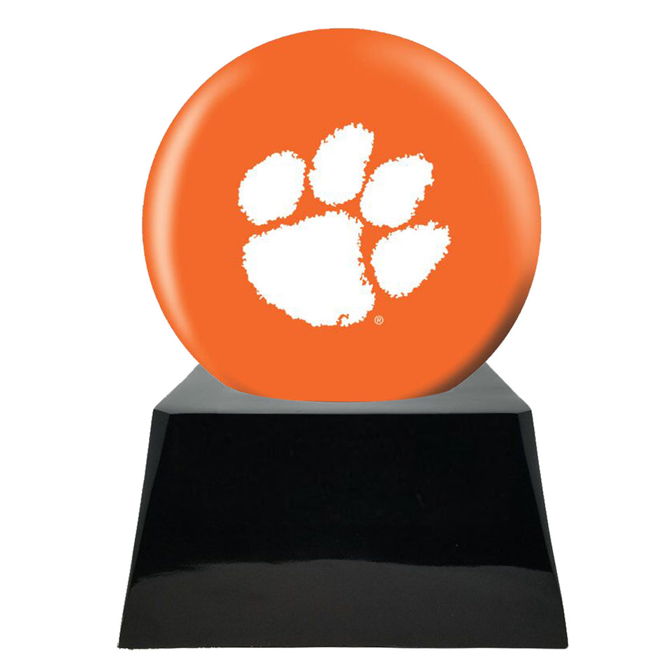 Football Cremation Urns For Human Ashes - Football Team Cremation Urn and Clemson Tiger Ball Decor with Custom Metal Plaque