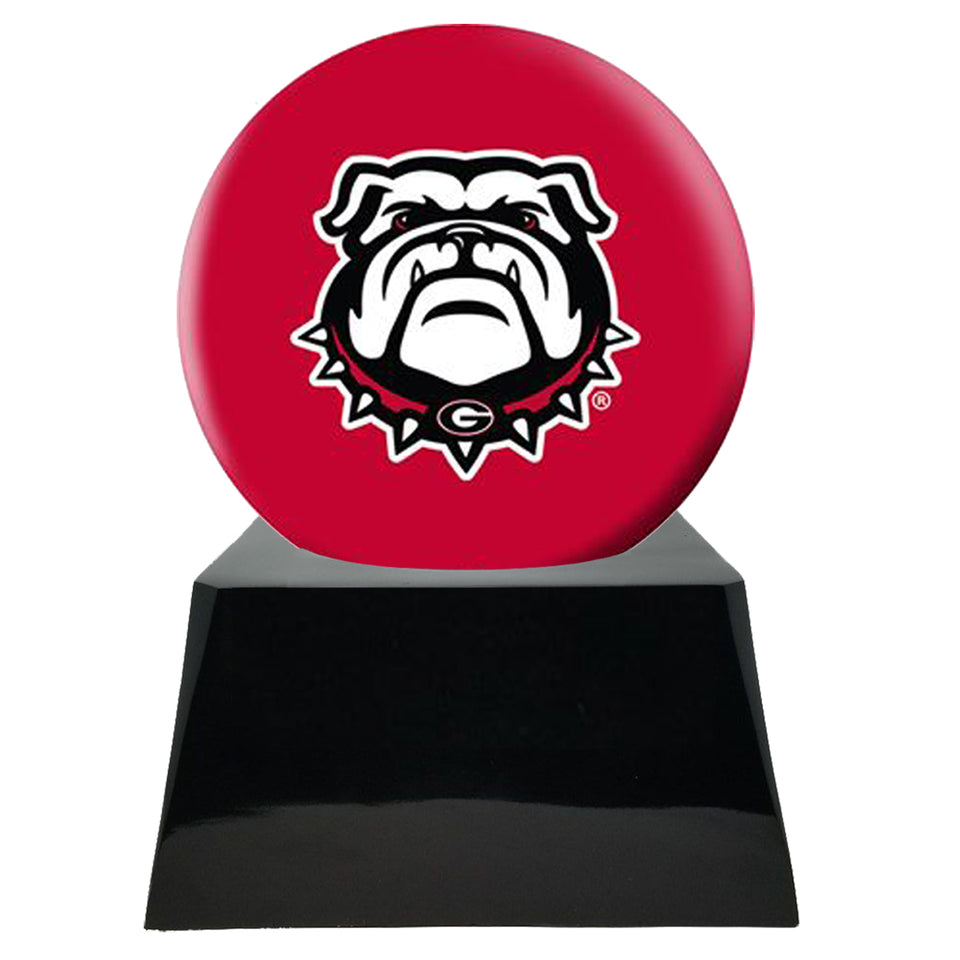 Football Cremation Urns For Human Ashes - Football Team Cremation Urn and Georgia Bulldogs Ball Decor with Custom Metal Plaque - Memorials4u