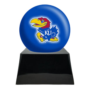 Football Cremation Urns For Human Ashes - Football Team Cremation Urn and Kansas Jayhawks Ball Decor with Custom Metal Plaque - Memorials4u