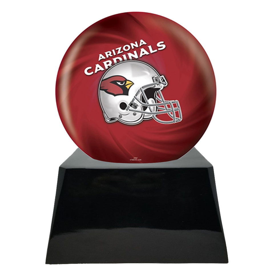 Football Cremation Urn and Arizona Cardinals Ball Decor with Custom Metal Plaque