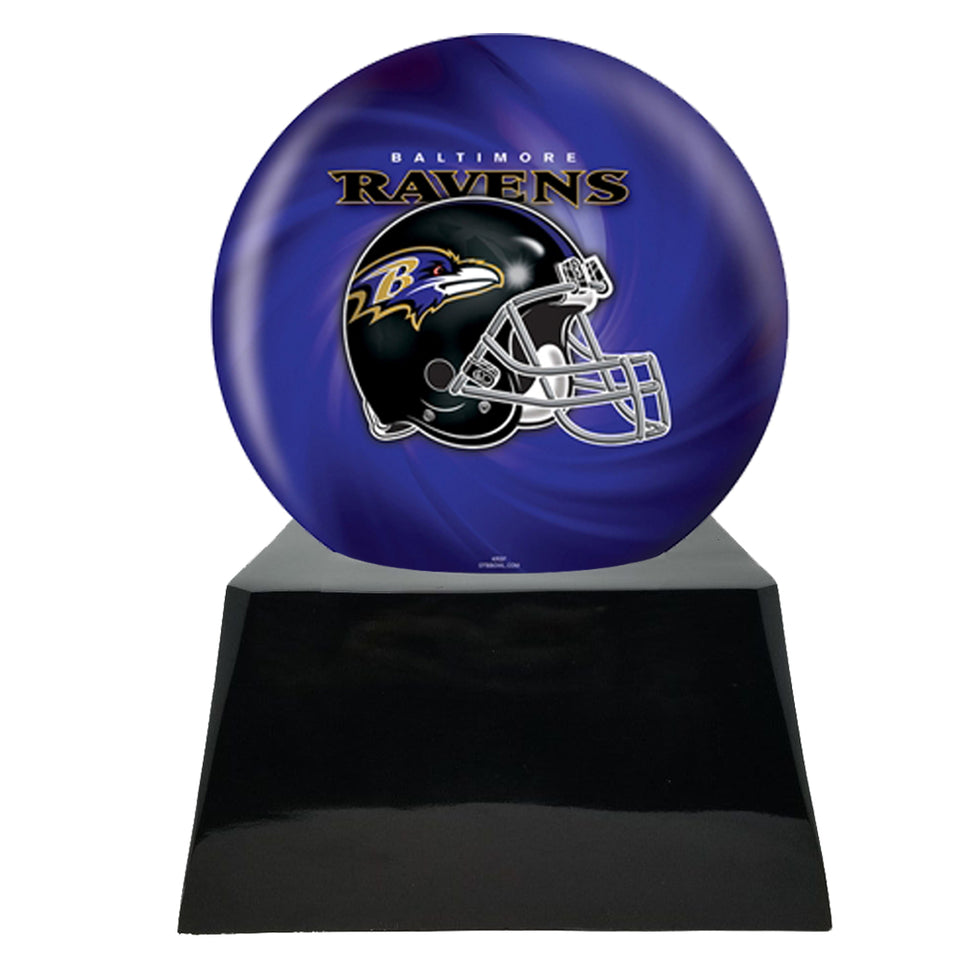 Football Urn for Ashes - Football Team Cremation Urn and Baltimore Ravens Ball Decor with Custom Metal Plaque