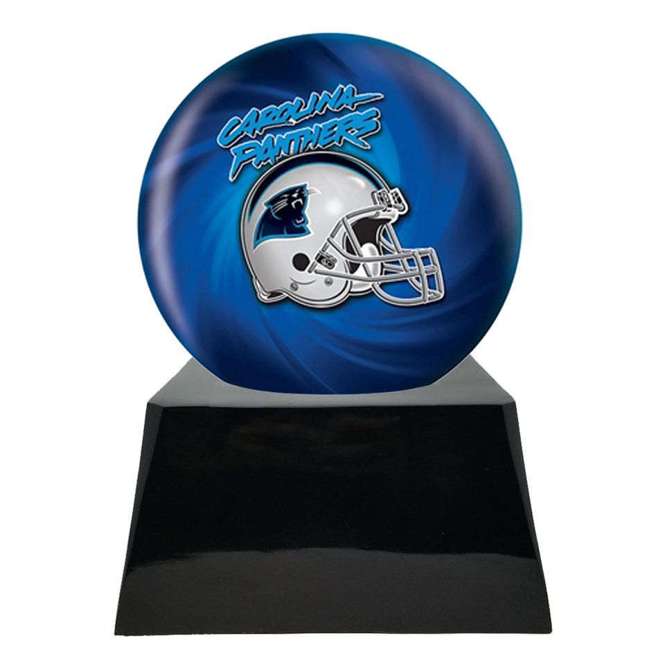 Football Cremation Urn and Carolina Panthers Ball Decor with Custom Metal Plaque Team Cremation Urn