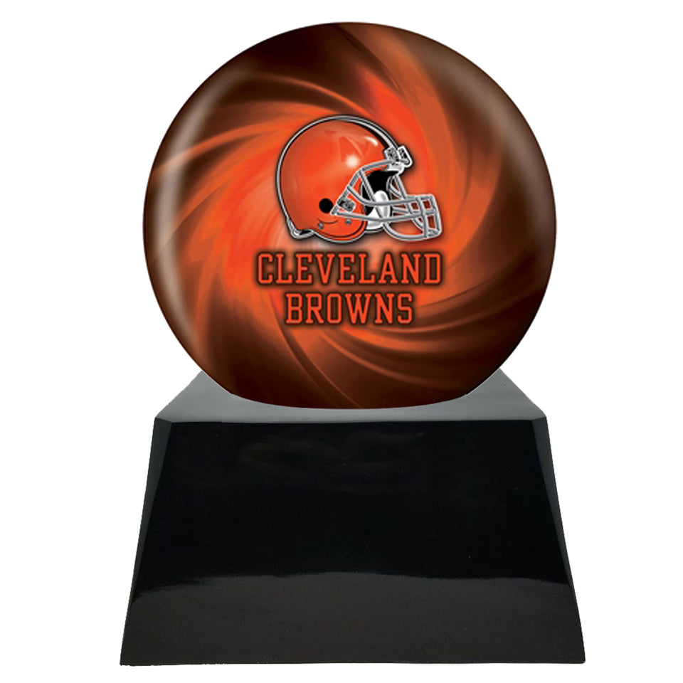 Football Cremation Urn and Cleveland Browns Ball Decor with Custom Metal Plaque