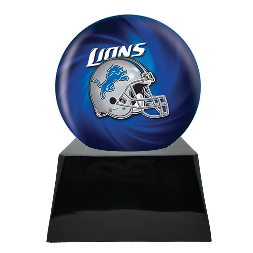Football Team Urn For Ashes - Football Cremation Urn and Detroit Lions Ball Decor with Custom Metal Plaque