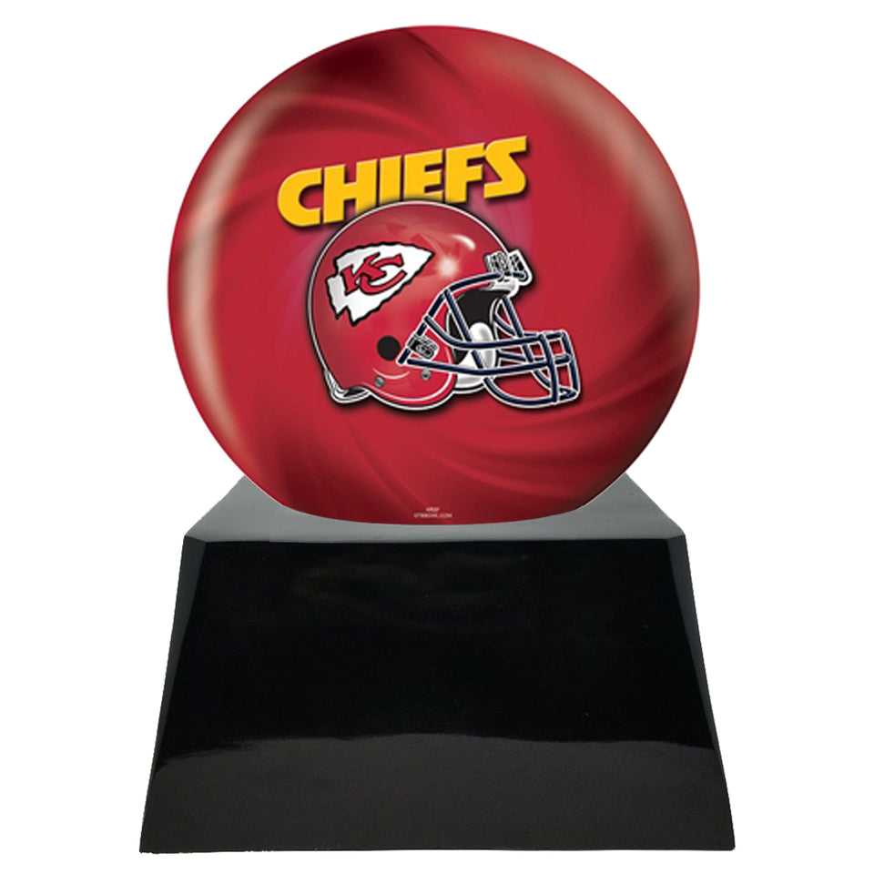  Football Cremation Urn and Kansas City Chiefs Ball Decor with Custom Metal Plaque