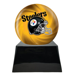  Football Team Cremation Urn and Pittsburgh Steelers Ball Decor with Custom Metal Plaque