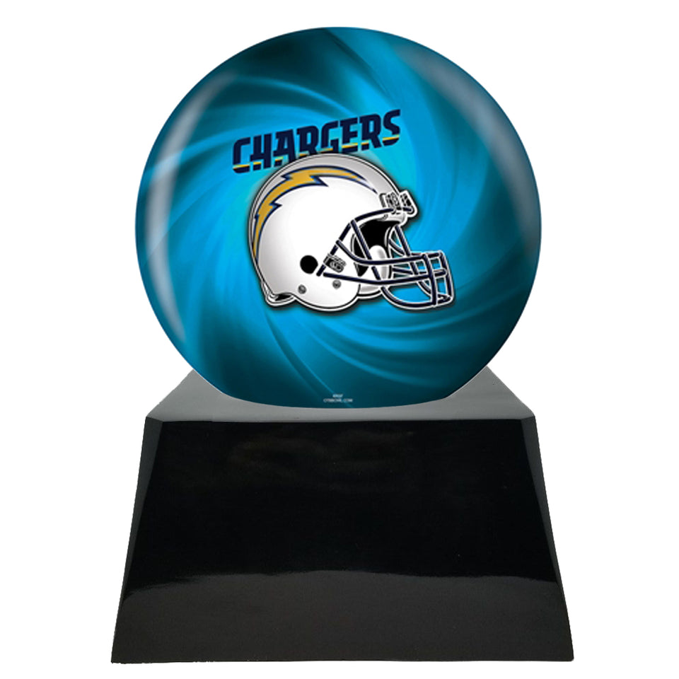 Football Cremation Urn and San Deigo Chargers Ball Decor with Custom Metal Plaque