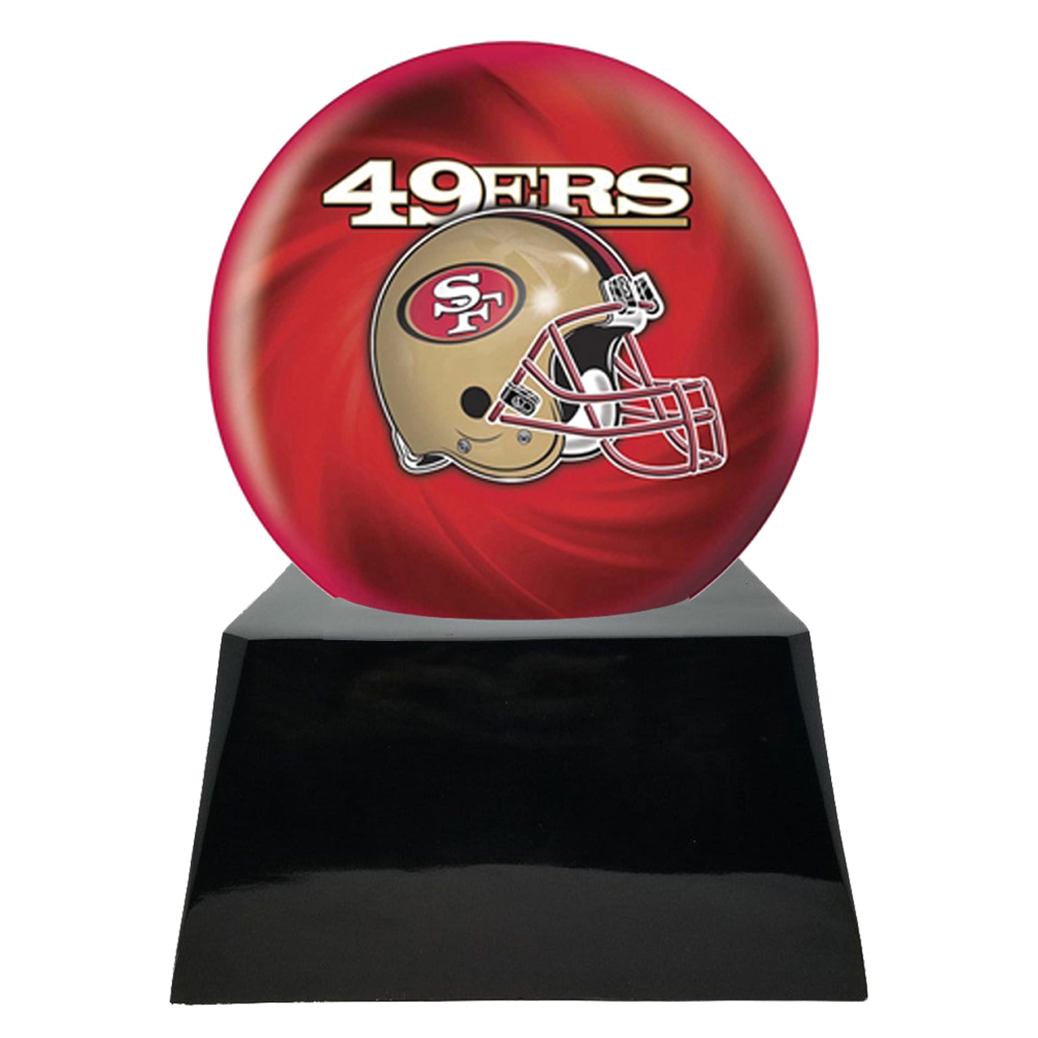 Football Team Cremation Urn and San Francisco 49ers Ball Decor with Custom Metal Plaque