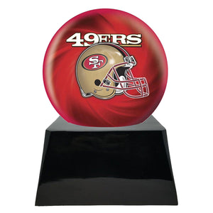  Football Cremation Urn and San Francisco 49ers Ball Decor with Custom Metal Plaque