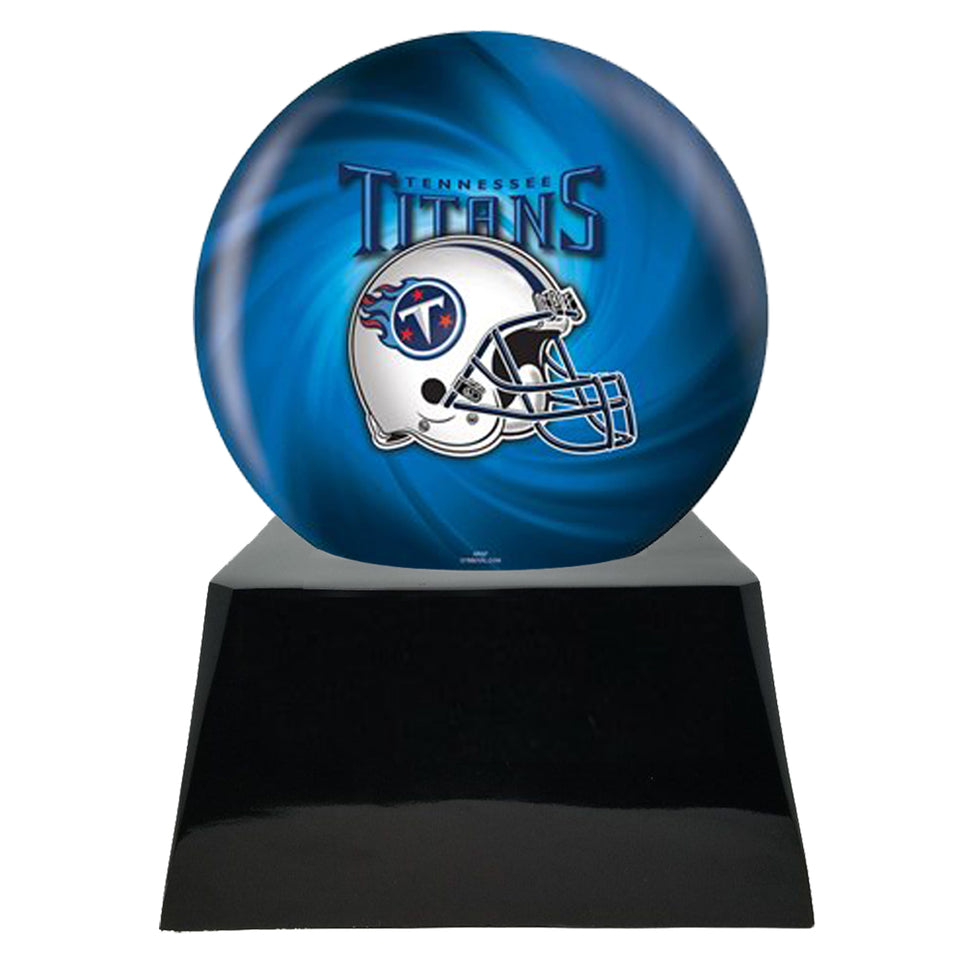 Football Cremation Urn and Tennessee Titans Ball Decor with Custom Metal Plaque