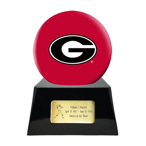 Football Urn - Georgia Bulldogs Ball Decor with Custom Metal Plaque Football Cremation Urn for Human Ashes - NFL URN - Memorials4u