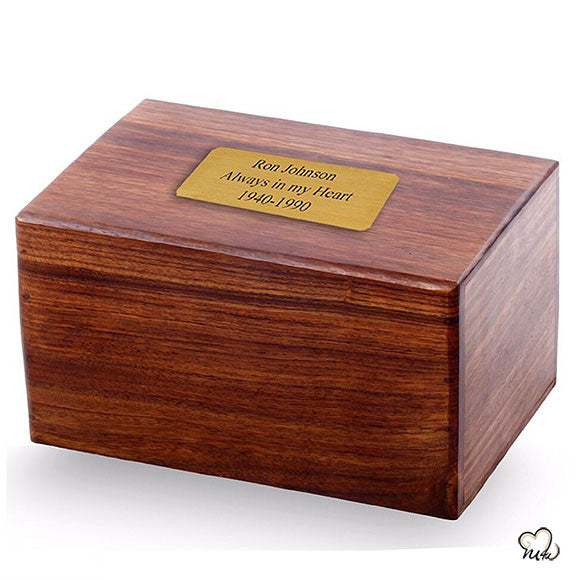 Plain designed wooden urns with name plate - wood urns for adult ashes with handcrafted plain design - handmade wooden cremation boxes for ashes - wood urns for human ashes