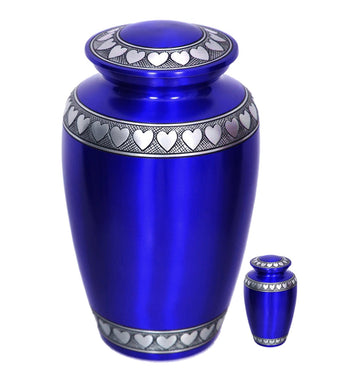 Royal Blue Heart Cremation Urn - Memorials4u