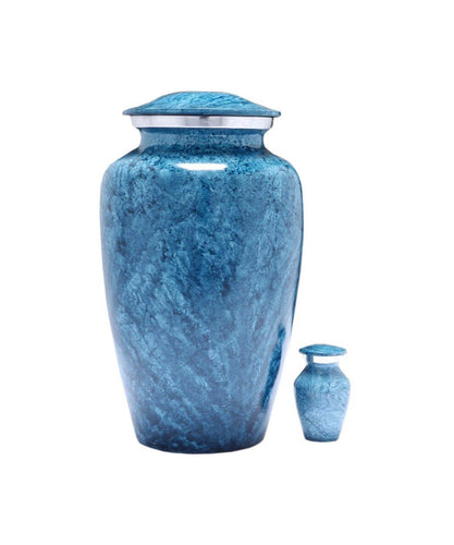 Coral Blue Alloy Cremation Urn - Memorials4u