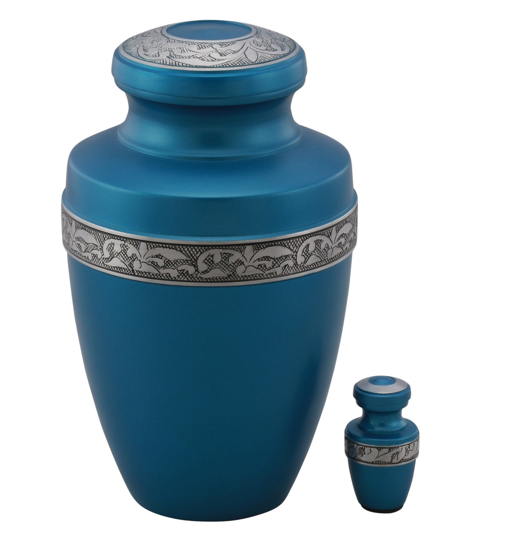 Blue Avalon Cremation urn with bonus keepsake - Overstock Deal - Memorials4u