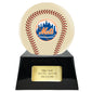 Baseball Cremation Urn with Optional Ivory New York Mets Ball Decor and Custom Metal Plaque - Memorials4u