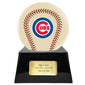 Baseball Cremation Urn with Optional Ivory Chicago Cubs Ball Decor and Custom Metal Plaque - Memorials4u
