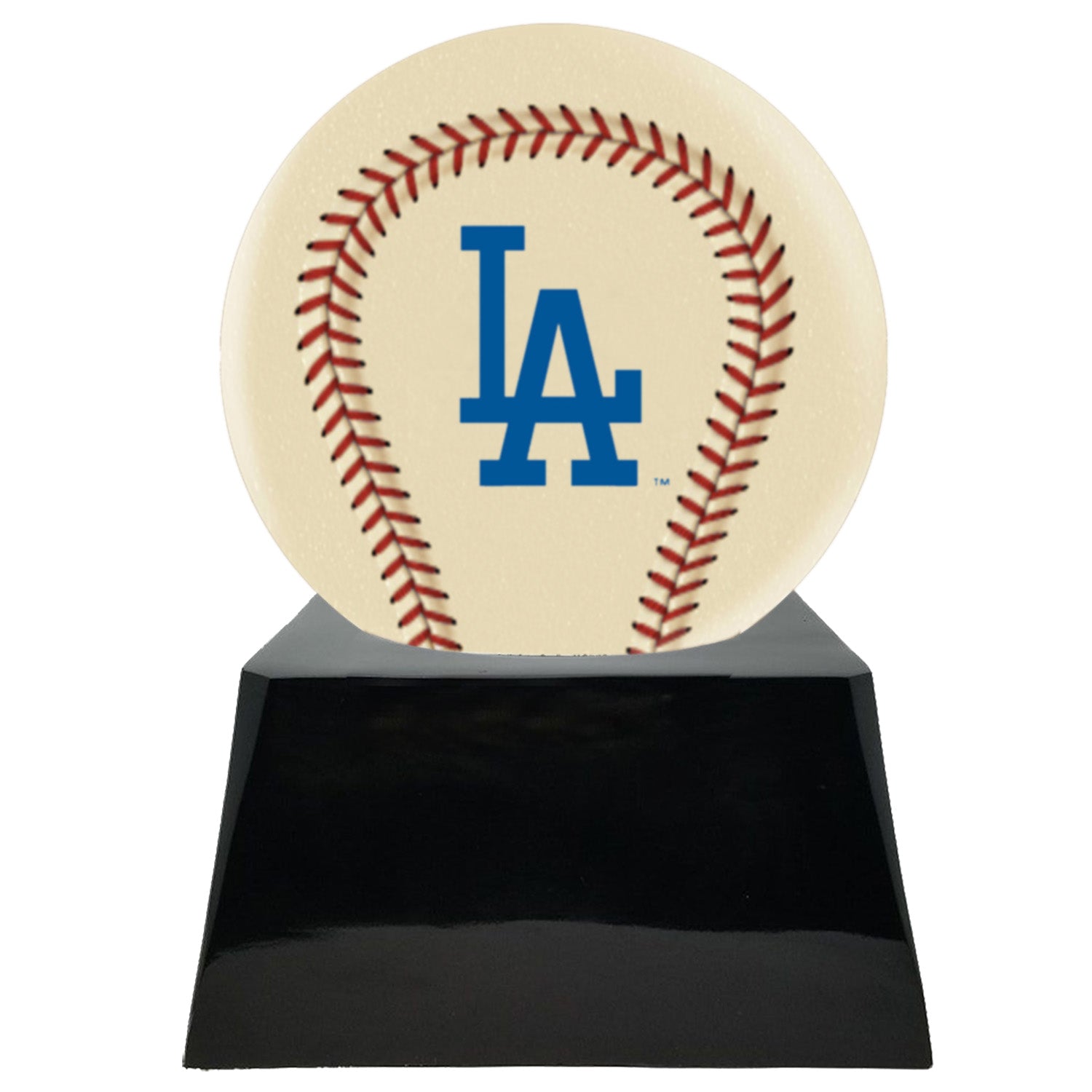 A Los Angeles Dodgers themed cremation urn bearing the remains of