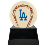 Baseball Cremation Urn with Optional Ivory Los Angeles Dodgers Ball Decor and Custom Metal Plaque - Memorials4u