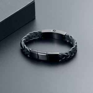 Leather Braided Black Cremation Bracelet - Memorials4u