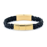 Leather Braided Black & Gold Cremation Bracelet - Memorials4u