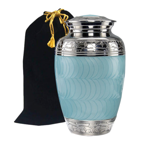 Classic Baby Blue Brass Cremation Urn - Memorials4u