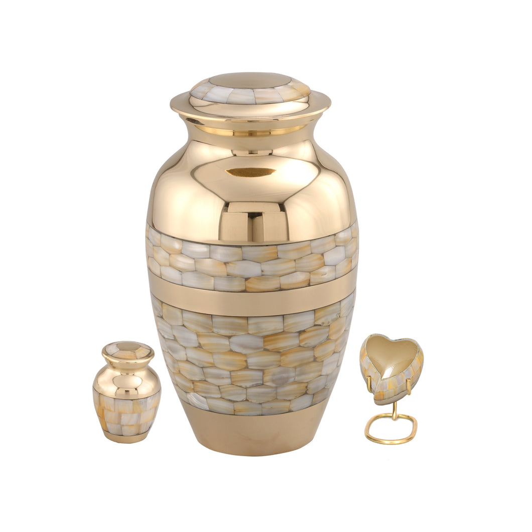 Blessing Gold Mother of Pearl Cremation Urn - Memorials4u