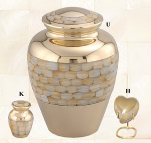 Elite Mother Of Pearl Brass Cremation Urn - Memorials4u