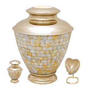 Elegant Gold Mother Of Pearl Cremation Urn - Memorials4u