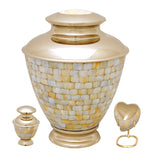 Elegant Gold Mother Of Pearl Cremation Urn - Memorials4u
