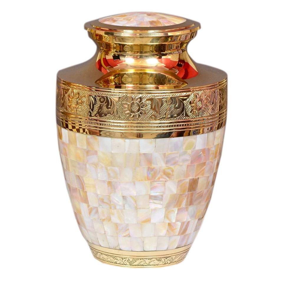 Sparta Gold Mother Of Pearl Cremation Urn - Memorials4u