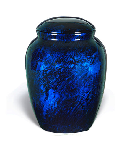 Fiberglass Brilliant Blue Adult Cremation Urn - Fiberglass Adult Cremation Urns For Ashes in Blue, Blue Fiberglass Cremation Urns For Ashes, Fiberglass Blue Cremation Urns, Fiberglass Blue Funeral Urns, Fiberglass Blue Memorial Urn