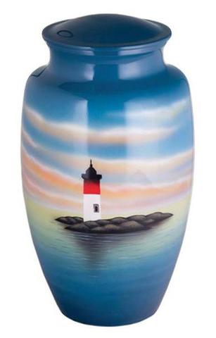 Lone Lighthouse Hand Painted Adult Cremation Urn - Memorials4u