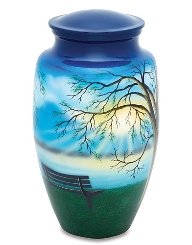 Lakeside Bench Hand Painted Adult Cremation Urn - Memorials4u