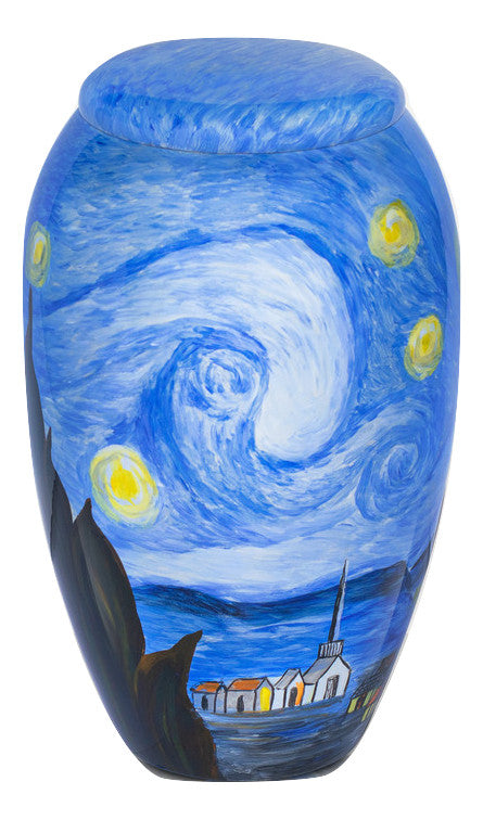 Van Gogh Inspired Hand Painted Adult Cremation Urn - Memorials4u