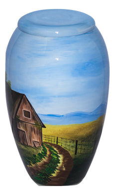 Country Homestead Hand Painted Adult Cremation Urn - Memorials4u