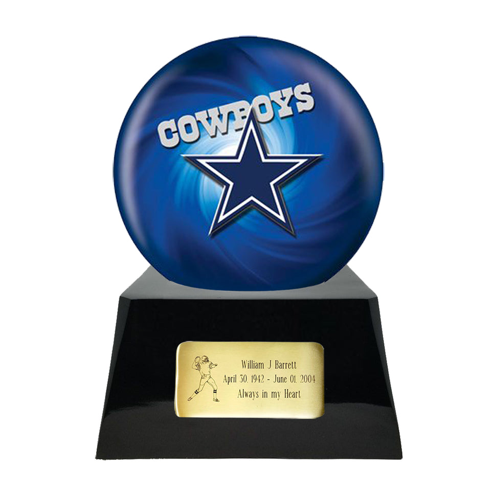 Dallas Cowboys Urn - Football Cremation Urn and Dallas Cowboys Team Cremation Urn Ball Decor with Custom Metal Plaque