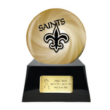 Football Cremation Urn and New Orleans Saints Ball Decor with Custom Metal Plaque