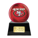 Football Cremation Urn and San Francisco 49ers Ball Decor with Custom Metal Plaque